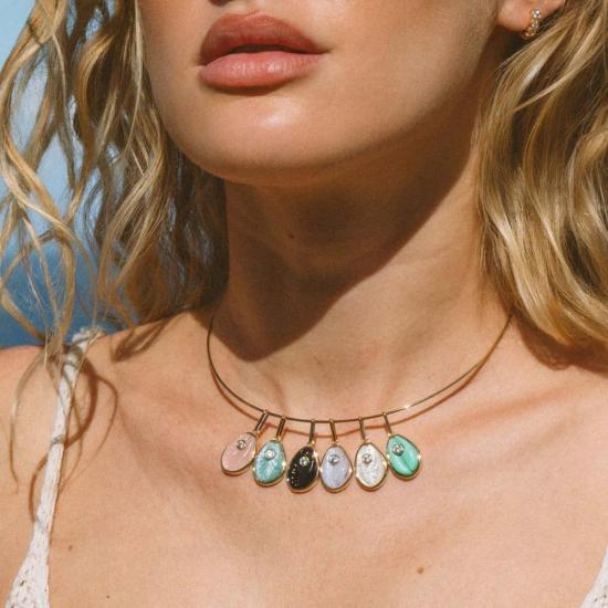  탯치 반지 짚으로 만든 조개껍질 오닉스 참 - THATCH