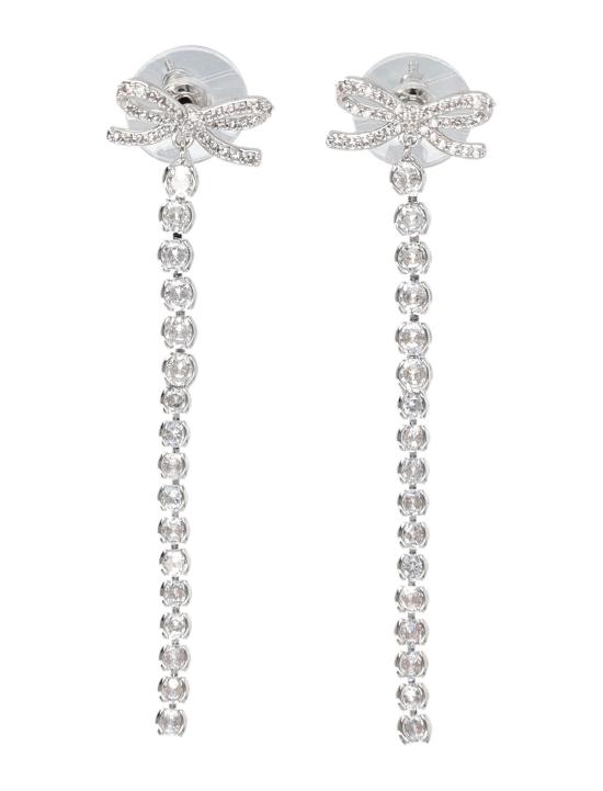  셀프 포트레이트 이어링 크리스탈 리본 드롭렛 귀걸이 실버