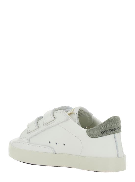 [키즈] 골든구스 스니커즈 골든 구스 키즈 베이비 스쿨 세트, 나파 가죽 갑피에 프린트와 시그니처 스타 헬 스니커즈 화이트 색상 - GOLDEN GOOSE