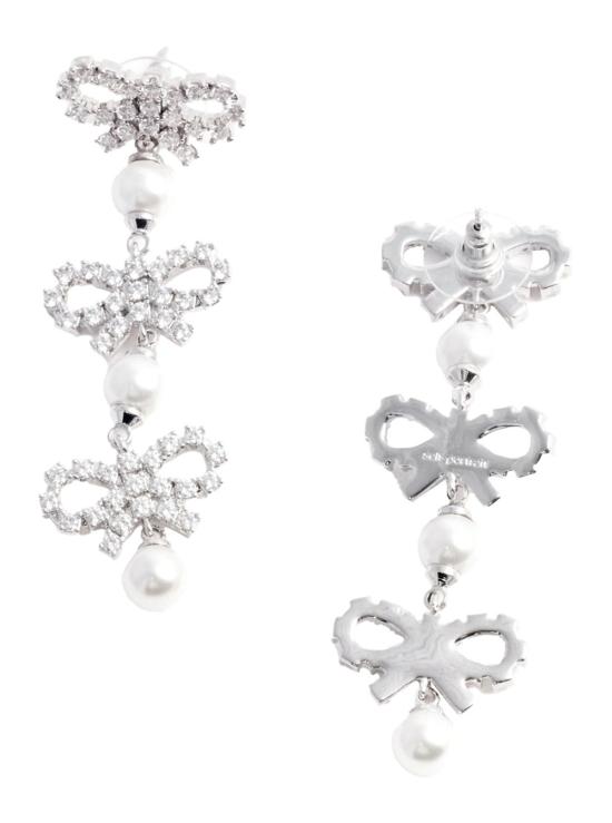  셀프 포트레이트 이어링 메탈릭 티어드  (리본 참 및 크리스탈 장식, 황동 소재) - SELF PORTRAIT