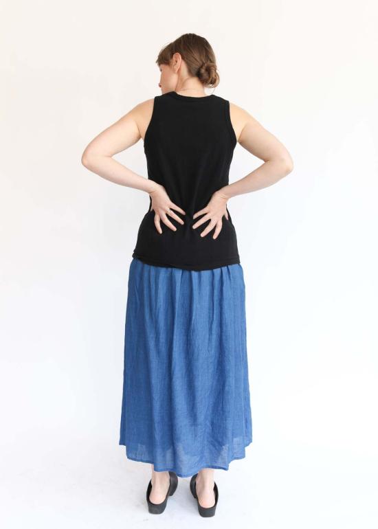  이치 앤티퀴트 롱 스커트 Ichi Antiquites 인디고 리넨 - ICHI ANTIQUITES