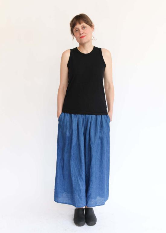  이치 앤티퀴트 롱 스커트 Ichi Antiquites 인디고 리넨 - ICHI ANTIQUITES