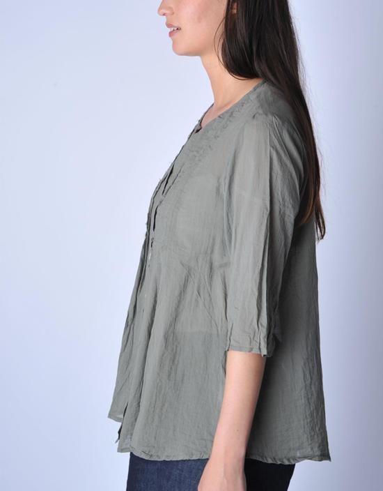  술라 클로딩 LTD 블라우스 술라 클로딩 주식회사 섀도우 플리츠 셔츠 그린 - SULA CLOTHING LTD.