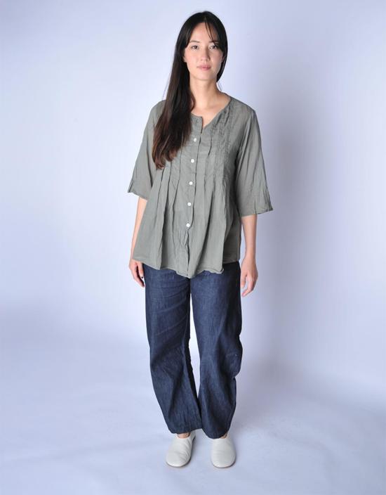  술라 클로딩 LTD 블라우스 술라 클로딩 주식회사 섀도우 플리츠 셔츠 그린 - SULA CLOTHING LTD.