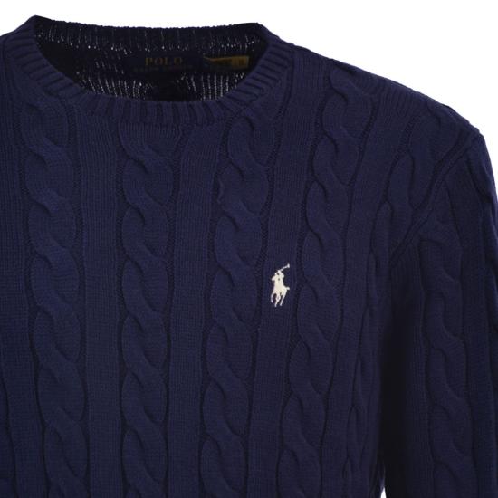 26SS 폴로 랄프로렌 로고 자수 케이블 니트 스웨터 710775885 NAVY - POLO RALPH LAUREN