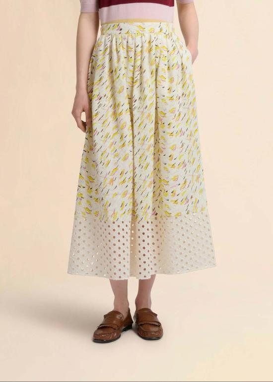  마르니 롱 스커트 브러시스트로크 웨이브 프린트 - MARNI