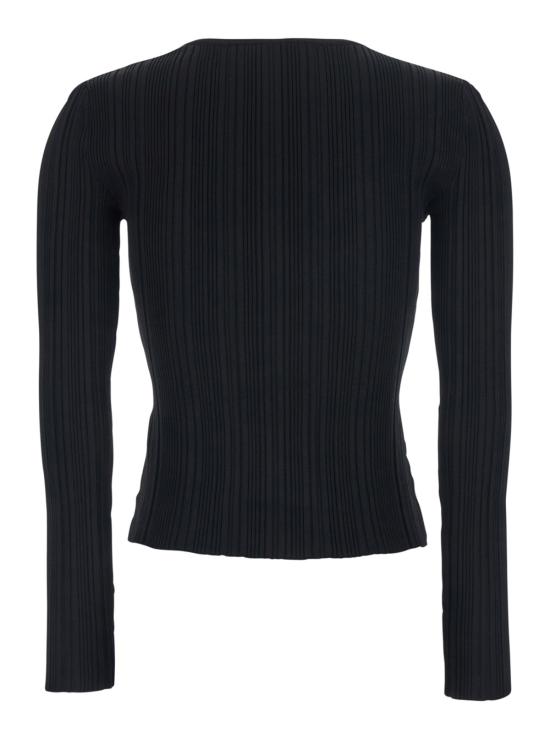  셀프 포트레이트 긴팔 티셔츠 RS26176 Tbb 딥넥라인 골지 탑 블랙 - SELF PORTRAIT