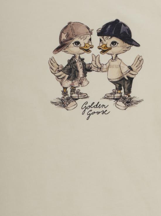  [키즈] 골든구스 티셔츠 골든 구스 크루넥 티셔츠 (앞면 프린트, 흰색) 아동용 - GOLDEN GOOSE