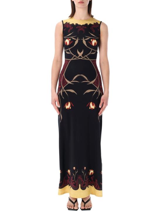 마린세르 롱 원피스 마린 세르 플로럴 프린트 롱 드레스 블랙 레드