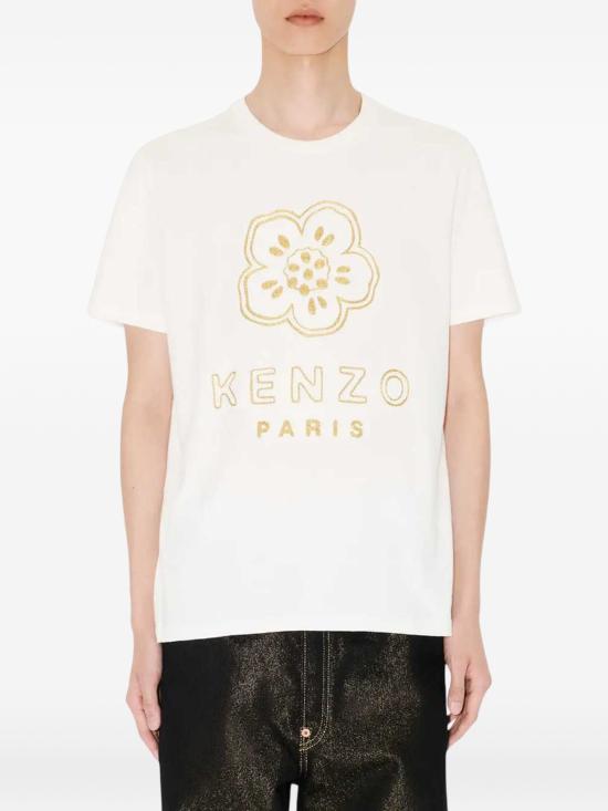 26SS 겐조 Boke Flower 자수 슬림 티셔츠 FG55TS1004SG02 WHITE - KENZO