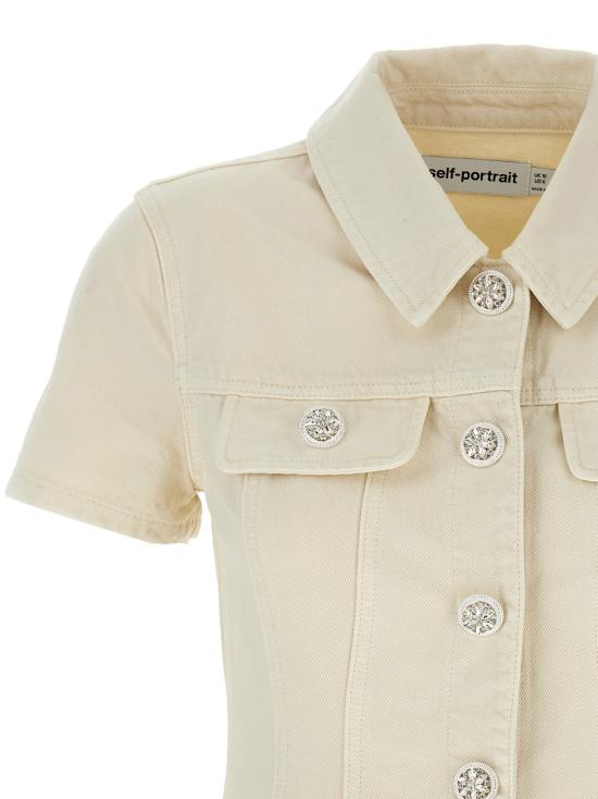  셀프 포트레이트 숏 원피스 크림 칼라 데님 미니 드레스 - SELF PORTRAIT