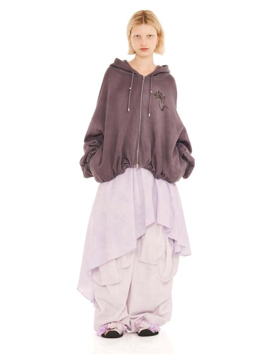  콜리나 스트라다 후드 티셔츠 차콜 데이지 개더드 지퍼업 후디 - COLLINA STRADA