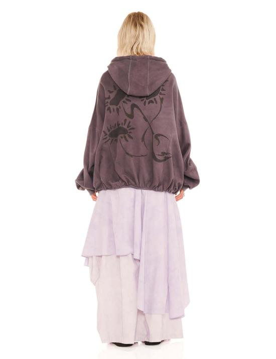  콜리나 스트라다 후드 티셔츠 차콜 데이지 개더드 지퍼업 후디 - COLLINA STRADA