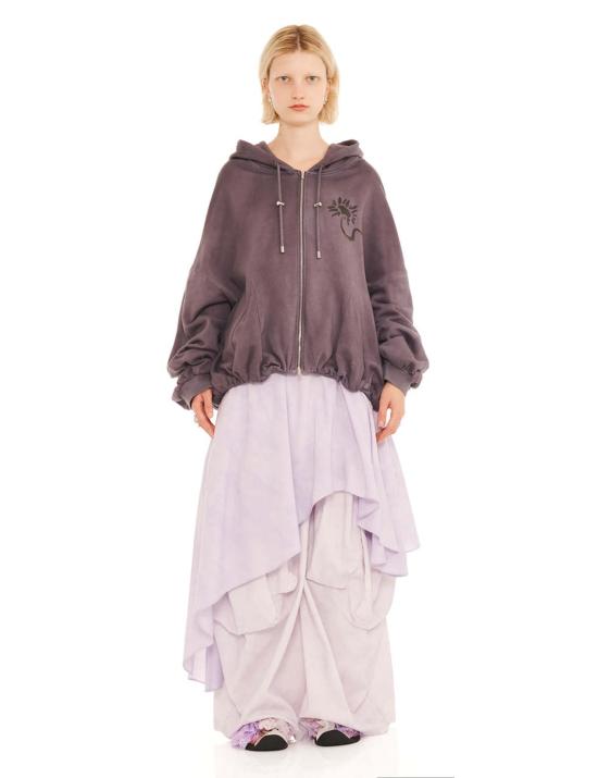  콜리나 스트라다 후드 티셔츠 차콜 데이지 개더드 지퍼업 후디