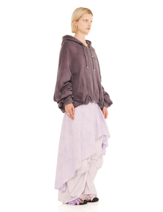  콜리나 스트라다 후드 티셔츠 차콜 데이지 개더드 지퍼업 후디 - COLLINA STRADA