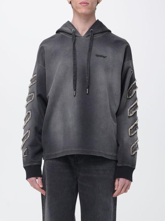 26SS 오프화이트 후드 티셔츠 OMBB12MS26DEN001 0009 Black