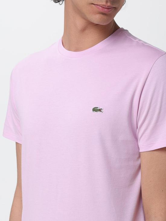 26SS 라코스테 피마 코튼 저지 크루넥 티셔츠 TH6709 Z4H Pink - LACOSTE