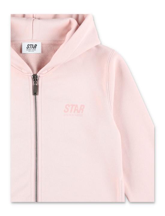  [키즈] 골든구스 풀오버 골든 구스 로고 지퍼 후드티 (세피아 로즈 색상) - GOLDEN GOOSE