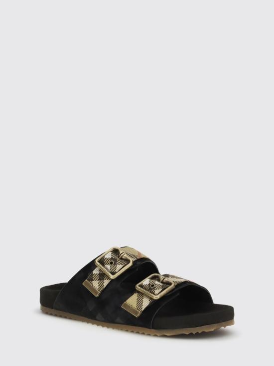 26SS 버버리 체크 스웨이드 얼친 샌들 8118615 Black - BURBERRY