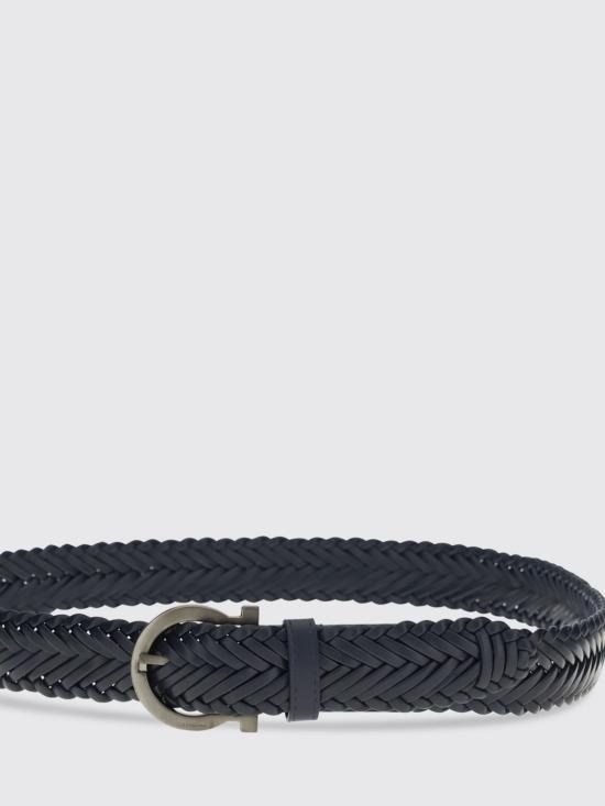 26SS 살바토레 페라가모 가죽 벨트 793340 004 Navy - SALVATORE FERRAGAMO