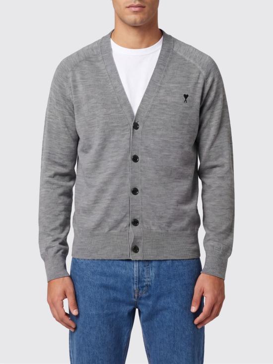 26SS 아미 톤온톤 하트 로고 알렉산드레 마티우시 울 가디건 HKC384KN00390 504 Grey