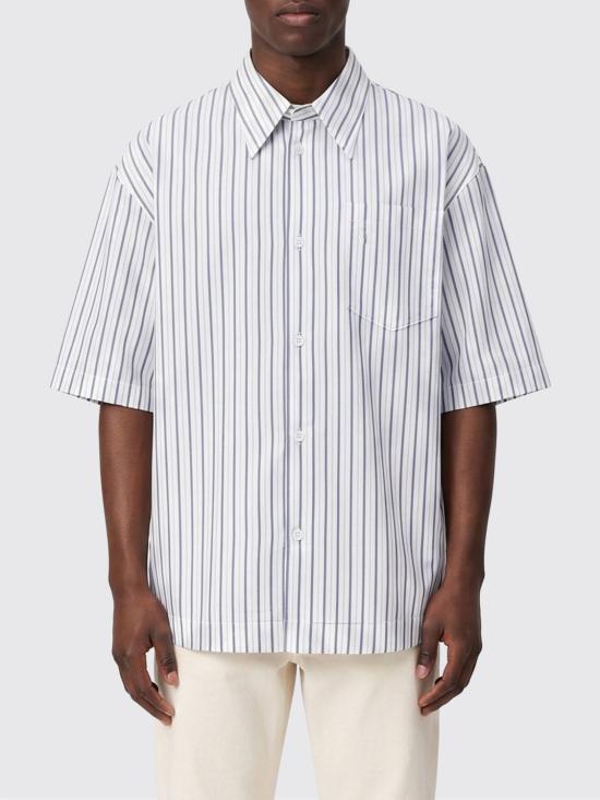 26SS 아미 스트라이프 코튼 숏슬리브 아미 드 하트 와이드 셔츠 USH809CO0220A 074 White