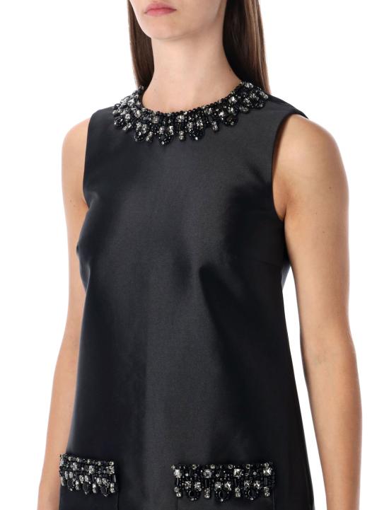  셀프 포트레이트 숏 원피스 태피터 장식 미니 드레스 블랙 - SELF PORTRAIT