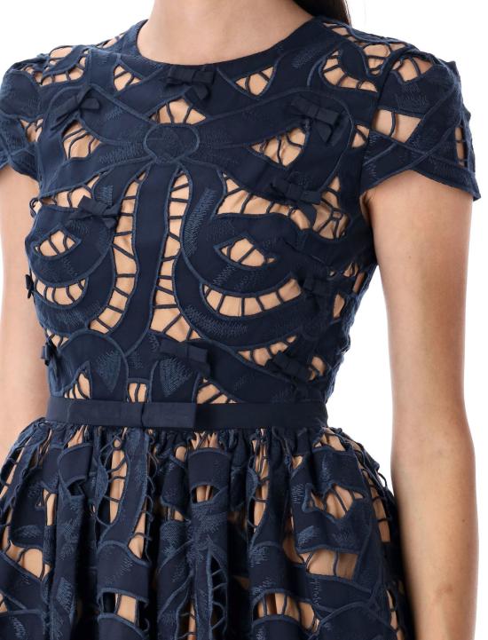  셀프 포트레이트 숏 원피스 리본 자수 미니 드레스 블루 - SELF PORTRAIT