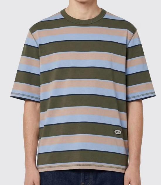 26SS 아미 반팔 티셔츠 UTS369 JE0209 A073 LIGHT BLUE KHAKI TAUPE INK DOM