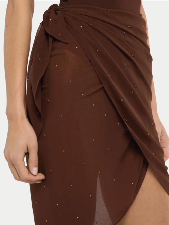 26SS 세인트바쓰 미디 스커트 Voile di Georgette con Strass Marrone의 파레오 - MC2 SAINT BARTH