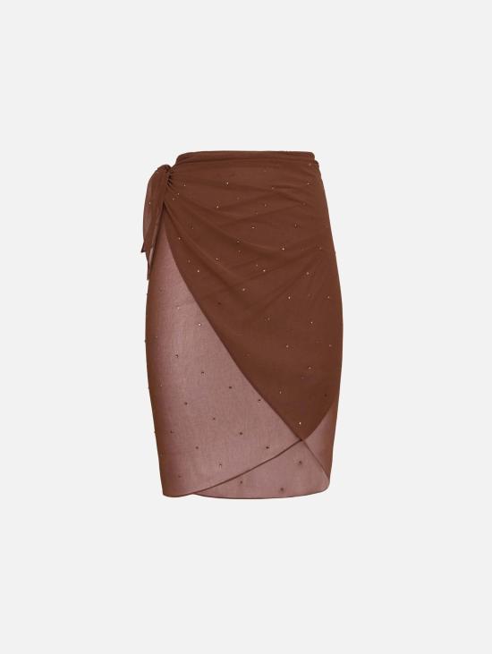 26SS 세인트바쓰 미디 스커트 Voile di Georgette con Strass Marrone의 파레오 - MC2 SAINT BARTH