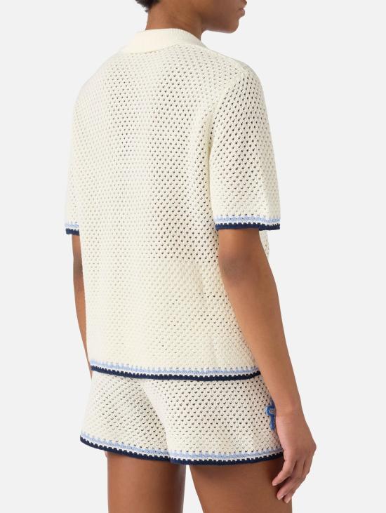 26SS 세인트바쓰 폴로 티셔츠 Maglia Traforata con Patch Bianco 폴로 셔츠 - MC2 SAINT BARTH