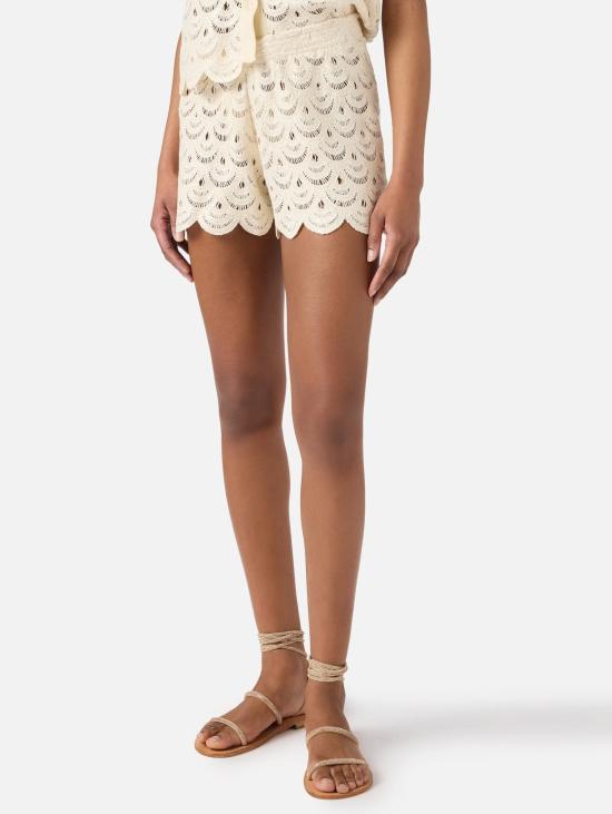 26SS 세인트바쓰 숏팬츠 코바늘뜨기 반바지 (청록색 스팽글 장식)