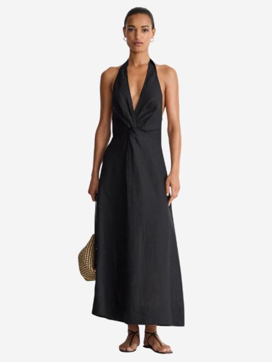  어피스 어파트 롱 원피스 Apiece Apart Salome 홀터 맥시 드레스 블랙 - APIECE APART