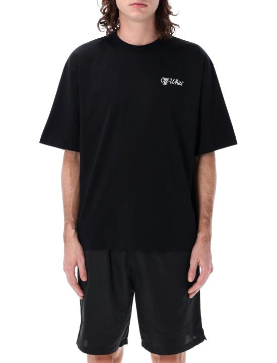  오프화이트 반팔 티셔츠 스크립트 티셔츠