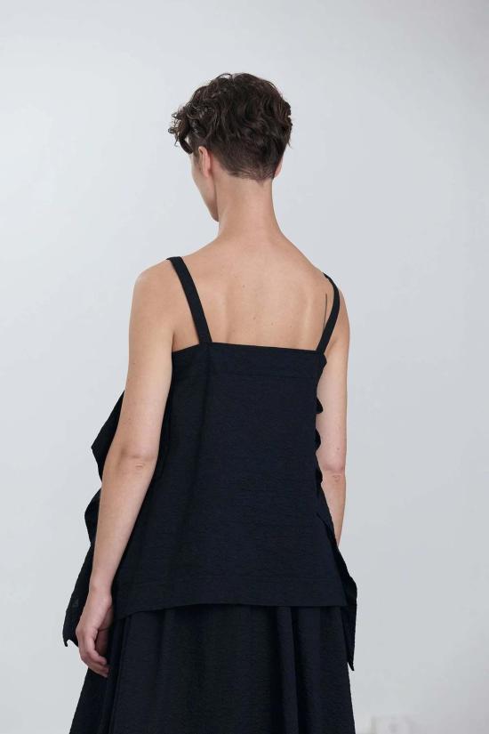  블랙 크레인 블라우스 페이퍼 탑 미드나잇 - BLACK CRANE