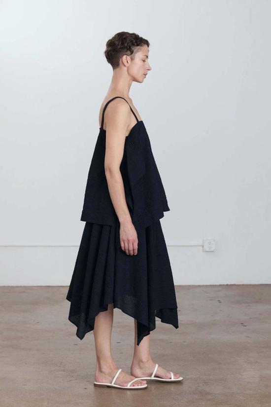  블랙 크레인 블라우스 페이퍼 탑 미드나잇 - BLACK CRANE