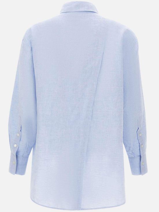  울리치 셔츠 코튼 린넨 원사 염색 보이프렌드 셔츠 블루 - WOOLRICH