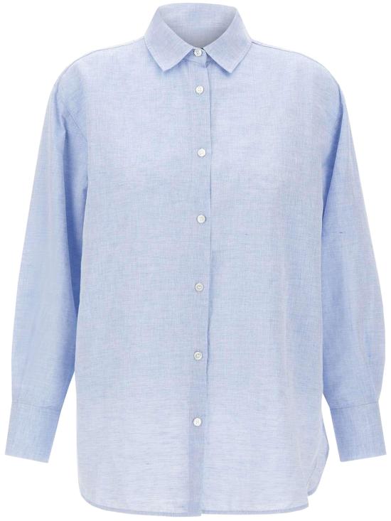  울리치 셔츠 코튼 린넨 원사 염색 보이프렌드 셔츠 블루