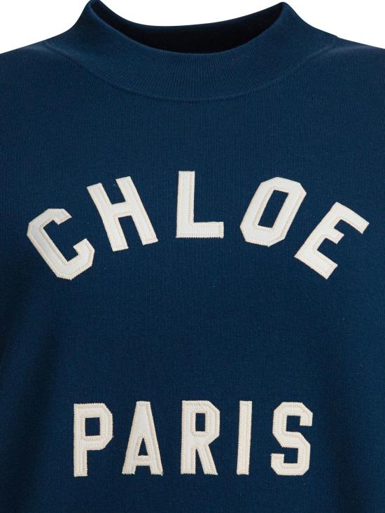 26SS 끌로에 긴팔 티셔츠 로고가 있는 스웨트셔츠 (파란색) - CHLOE