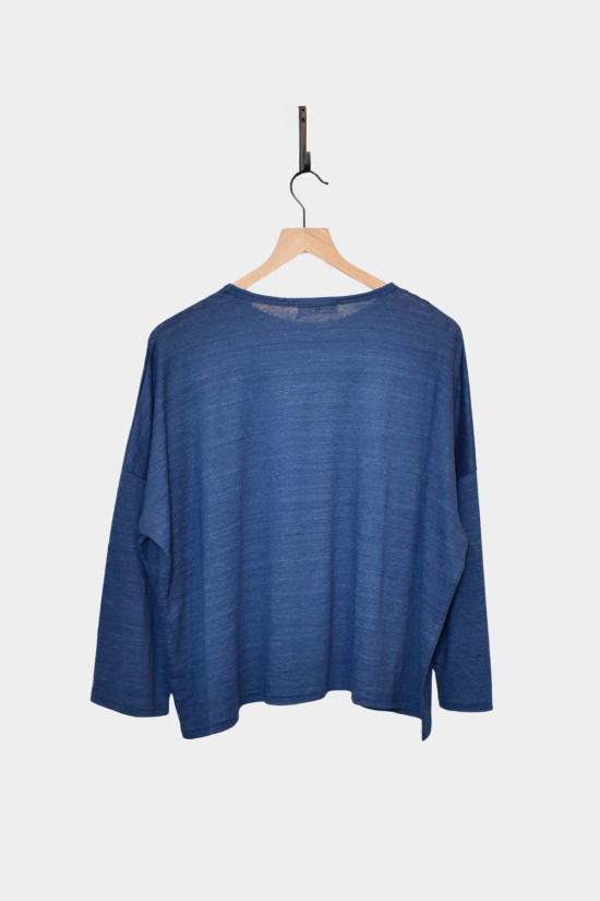  이치 앤티퀴트 스웨터 Ichi Antiquites 니트 리넨 풀오버 블루 - ICHI ANTIQUITES