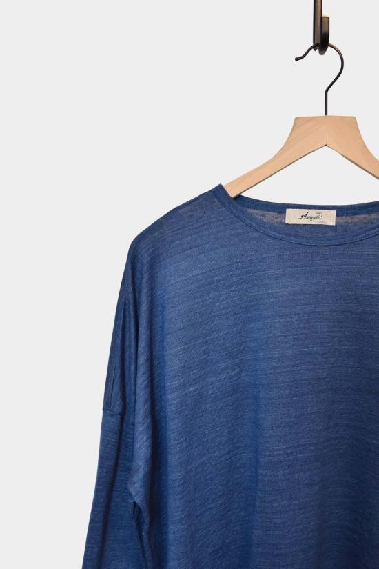  이치 앤티퀴트 스웨터 Ichi Antiquites 니트 리넨 풀오버 블루 - ICHI ANTIQUITES