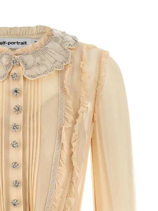  셀프 포트레이트 숏 원피스 플리츠 조젯 미니 드레스 옐로우 - SELF PORTRAIT