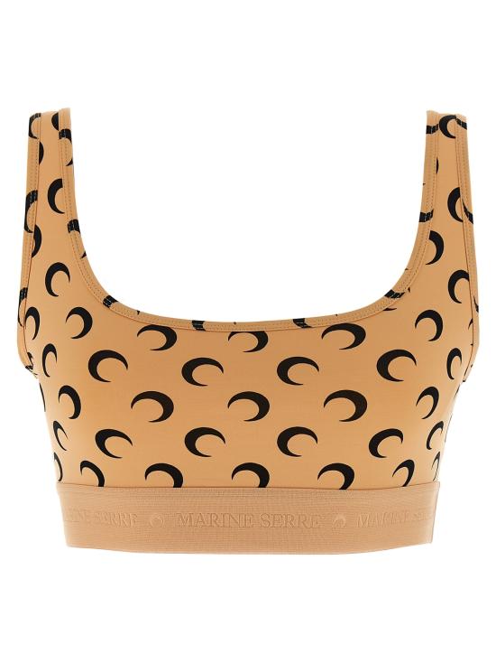  마린세르 트레이닝 티셔츠 마린 세르 문 프린트 저지 크롭탑 베이지