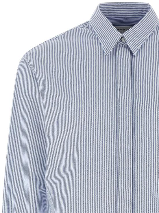  골든구스 블라우스 골든 구스 바틸다 보이프렌드 옥스포드 코튼 스트라이프 셔츠 라이트 블루 - GOLDEN GOOSE