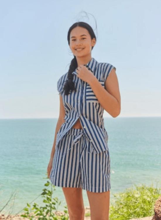  Sundry Clothing 블라우스 잡드리 클로딩 민소매 버튼다운  빈티지 네이비 - OTHER BRANDS