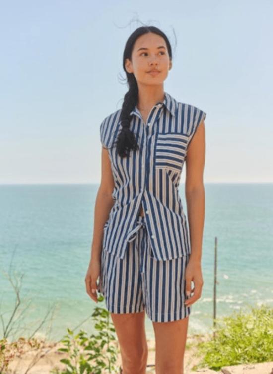  Sundry Clothing 블라우스 잡드리 클로딩 민소매 버튼다운  빈티지 네이비 - OTHER BRANDS