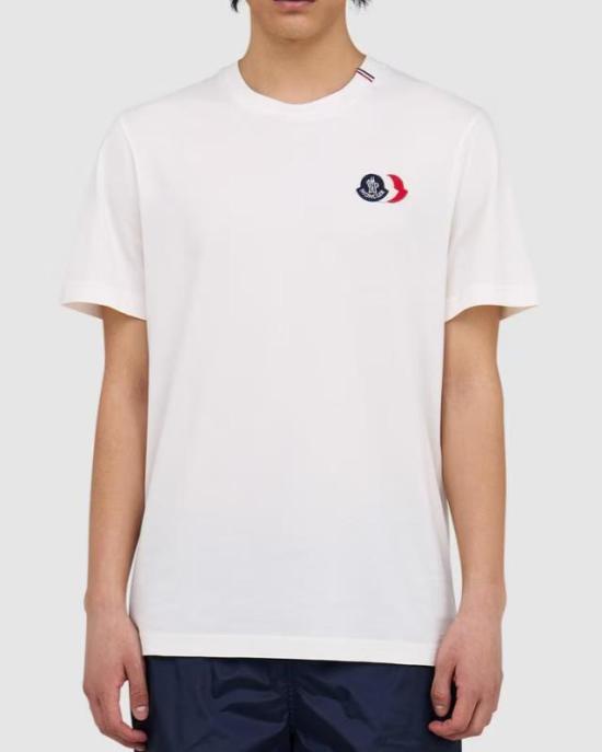 26SS 몽클레어 자수 트라이컬러 로고 코튼 티셔츠 L10918C0007489B8Q 034 - MONCLER
