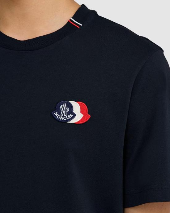 26FW 몽클레어 자수 트라이컬러 로고 코튼 티셔츠 L10918C0007489B8Q 778 - MONCLER