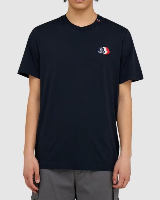 26FW 몽클레어 자수 트라이컬러 로고 코튼 티셔츠 L10918C0007489B8Q 778 - MONCLER